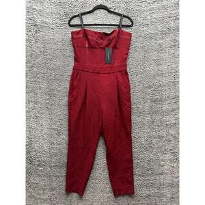 NWT Atos Lombardini Pleated Sleeveless Tapered Corset Jumpsuit Red Women Size 42
